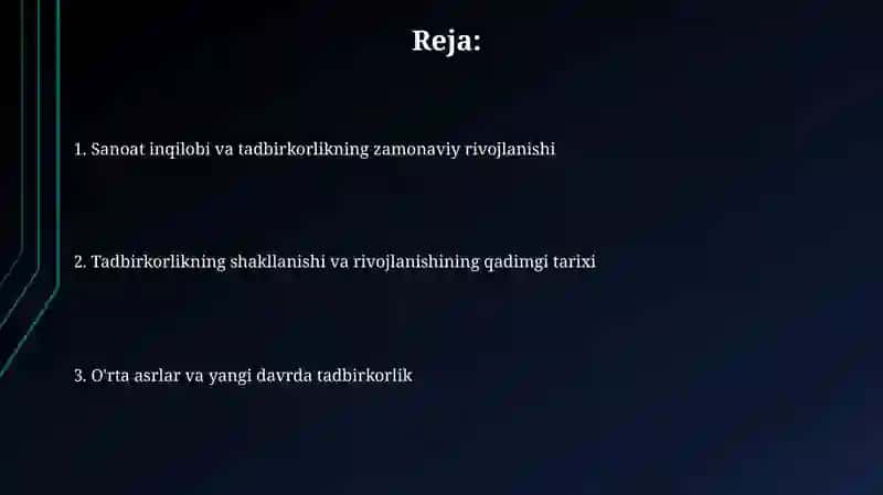 Tadbirkorlikning shakllanishi va rivojlanish tarixi 2