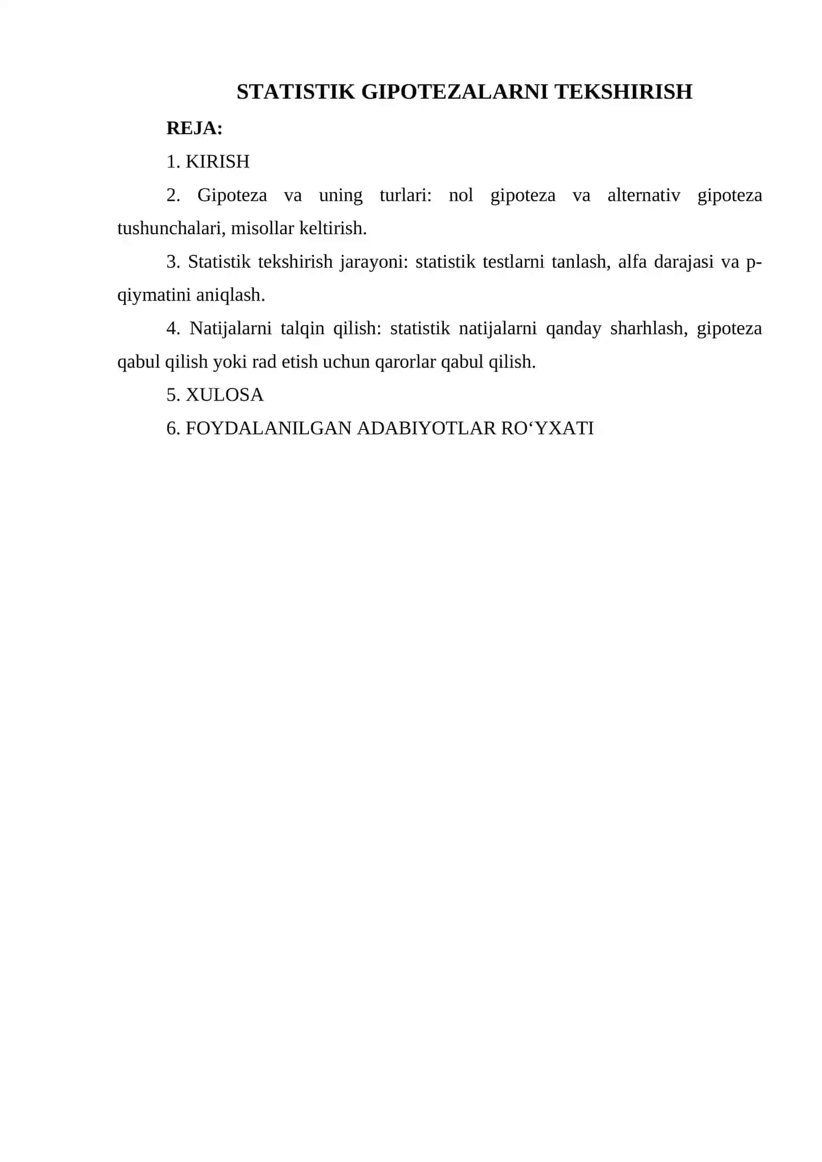 STATISTIK GIPOTEZALARNI TEKSHIRISH 2