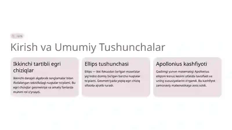 Ikkinchi Tartibli Egri Chiziqlar: Ellipslarning Kanonik Tenglamasi 2