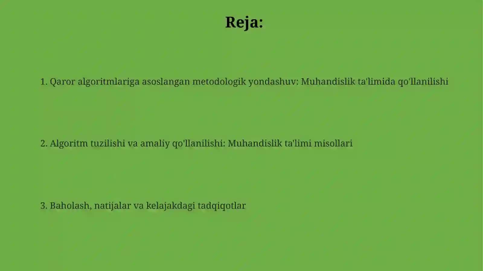 Muhandislik ta’limida qaror algoritmiga asoslangan metodik yondashuv 2