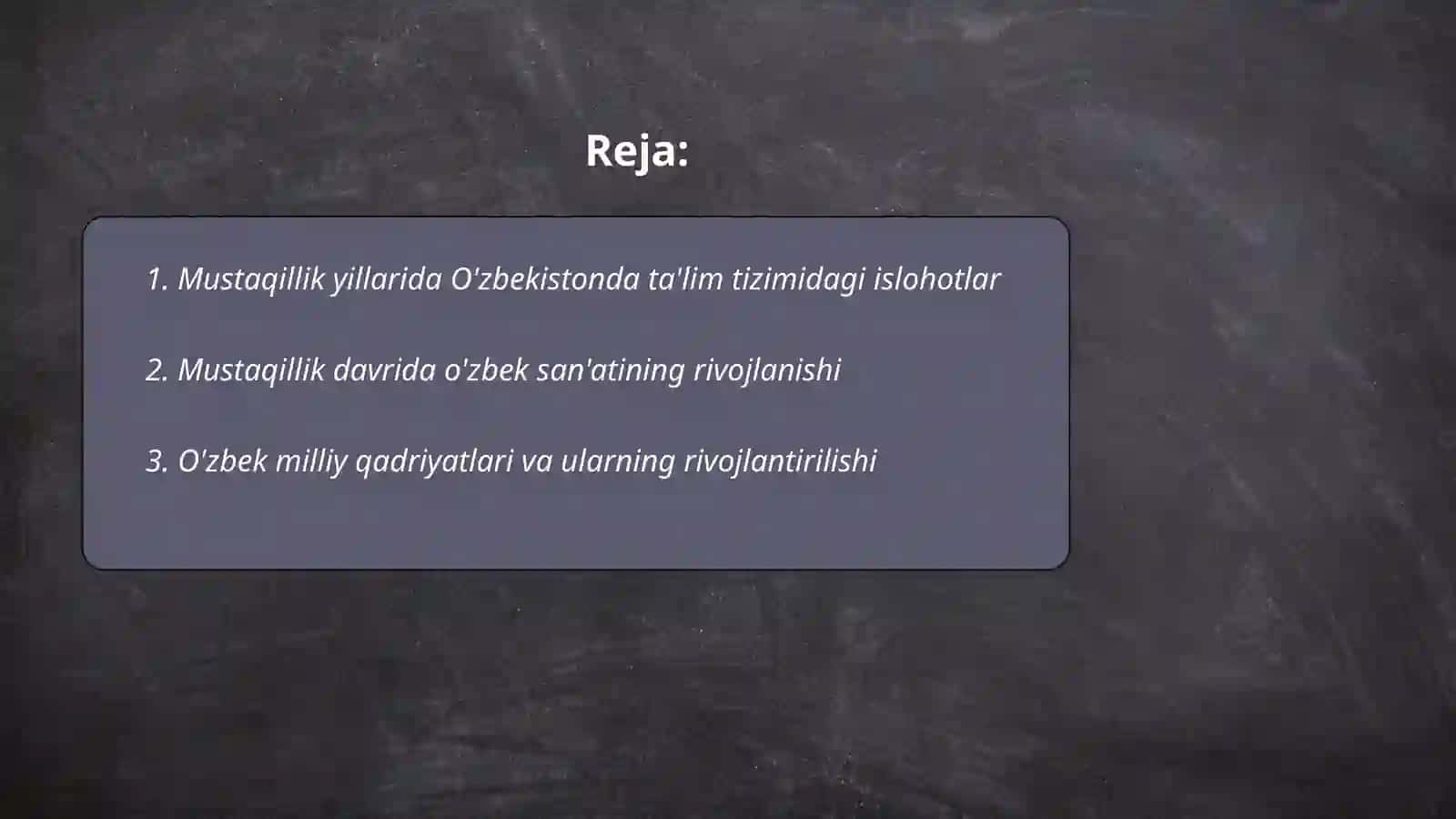 Mustaqillik yillarida O'zbekistondagi ma'naviy va madaniy taraqqiyot 2