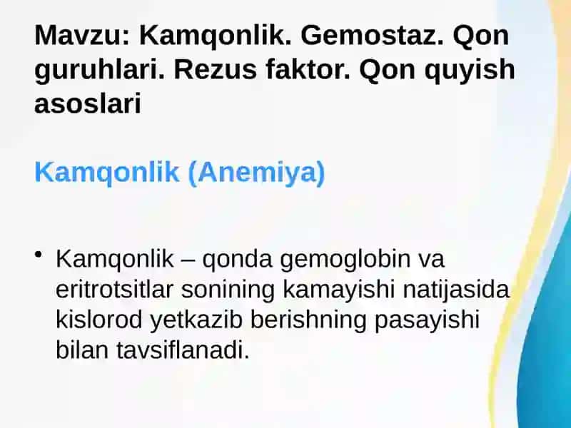 Kamqonlik (Anemiya) 2
