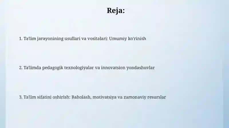 Ta'limiy jarayonning maqsad va vazifalari hamda pedagogik texnologiyalar 2