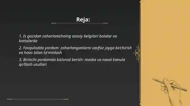 Is gazidan zaharlanish bolalar va kattalarda yordam kôrsatish 2