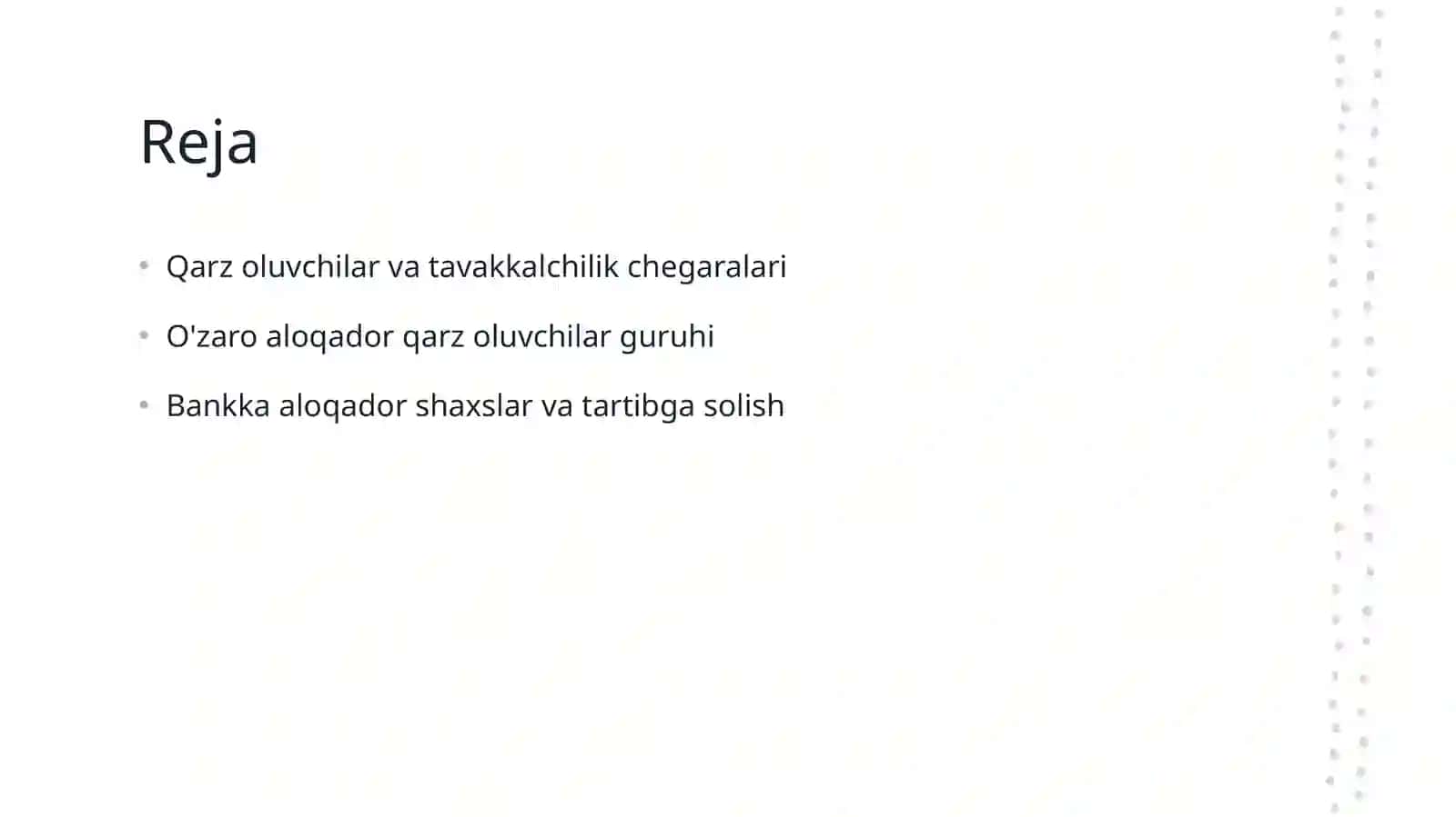 Bir qarz oluvchi, o'zaro aloqador qarz oluvchilar guruhi, shu jumladan bankka aloqador shaxslar uchun tavakkalchilikning eng ko'p miqdori to'g'risidagi NIZOM 2