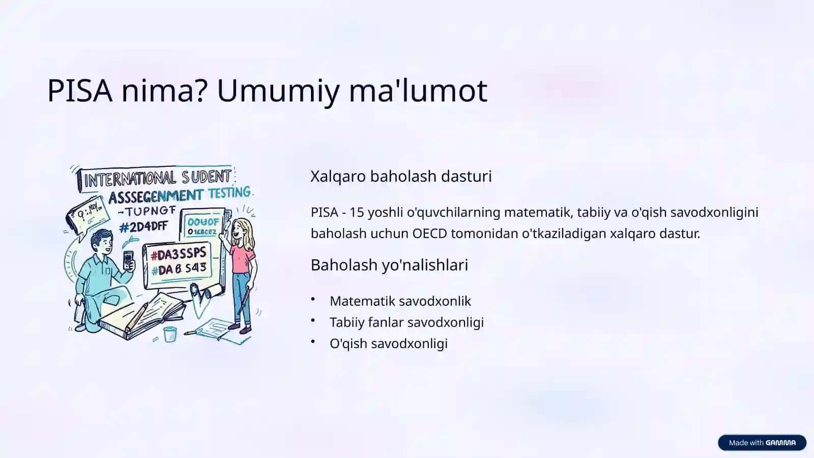 PISA baholash dasturi 2