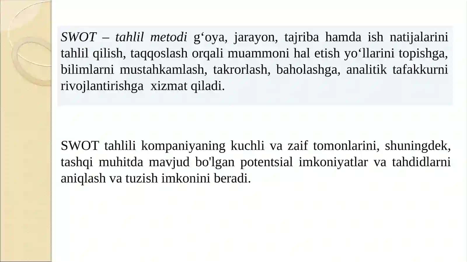 Ijtimoiy ish amaliyotida SWOT tahlilini qo‘llash 2