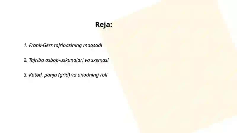 Frank-Gers tajribasi nima va uning natijasi nimani kursatadi 2