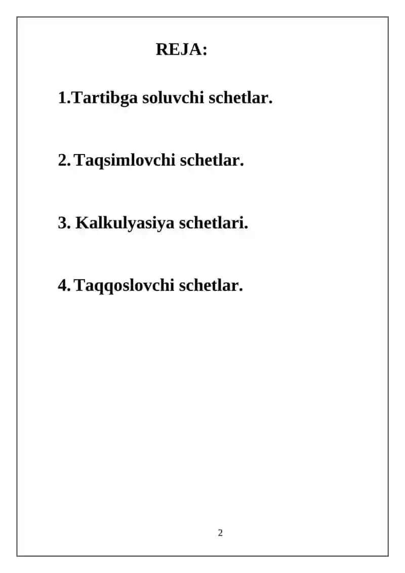 Tartibga soluvchi schetlar 2