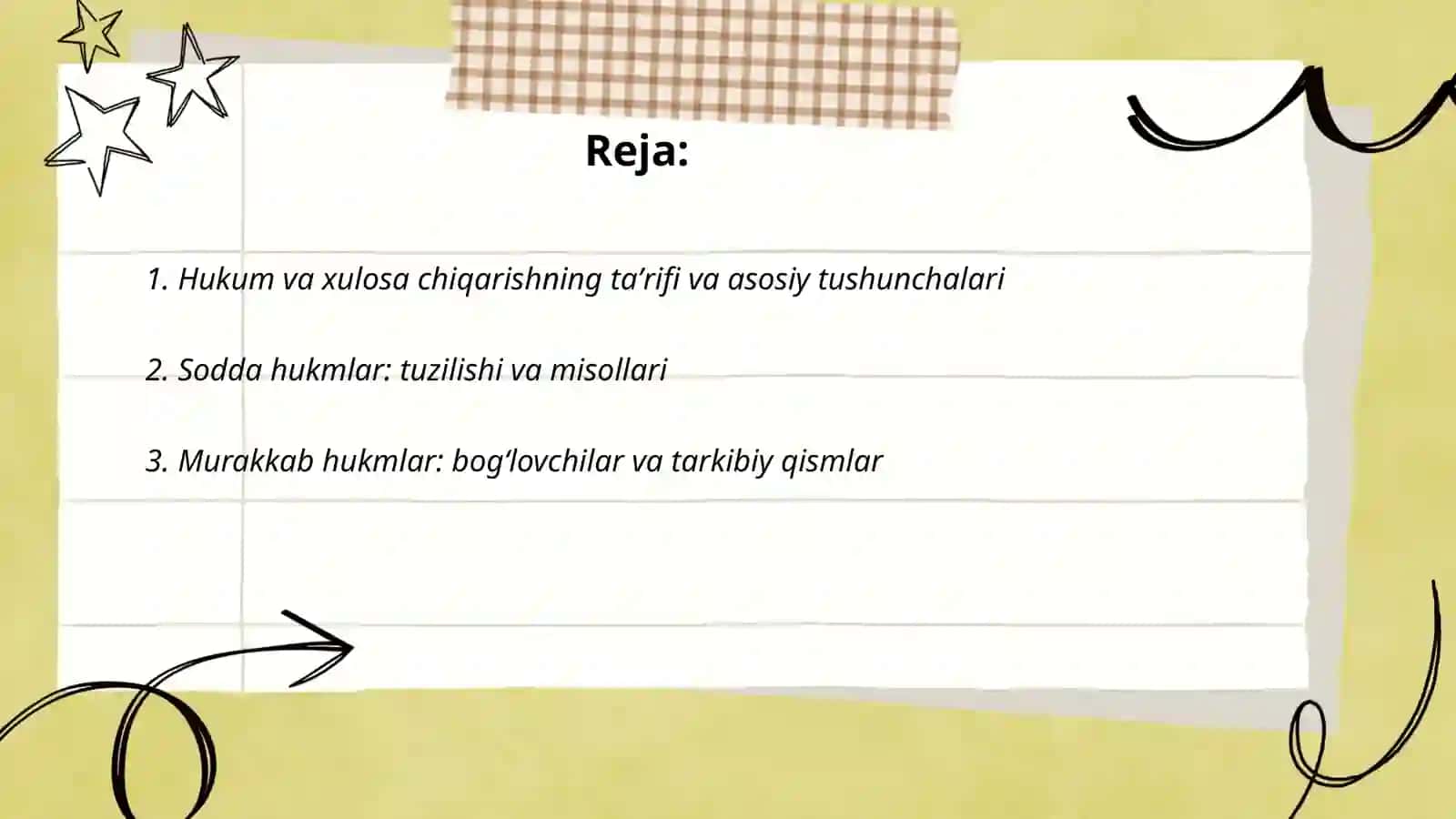 Hukum va Xulosa chiqarish sodda va murakkab 2