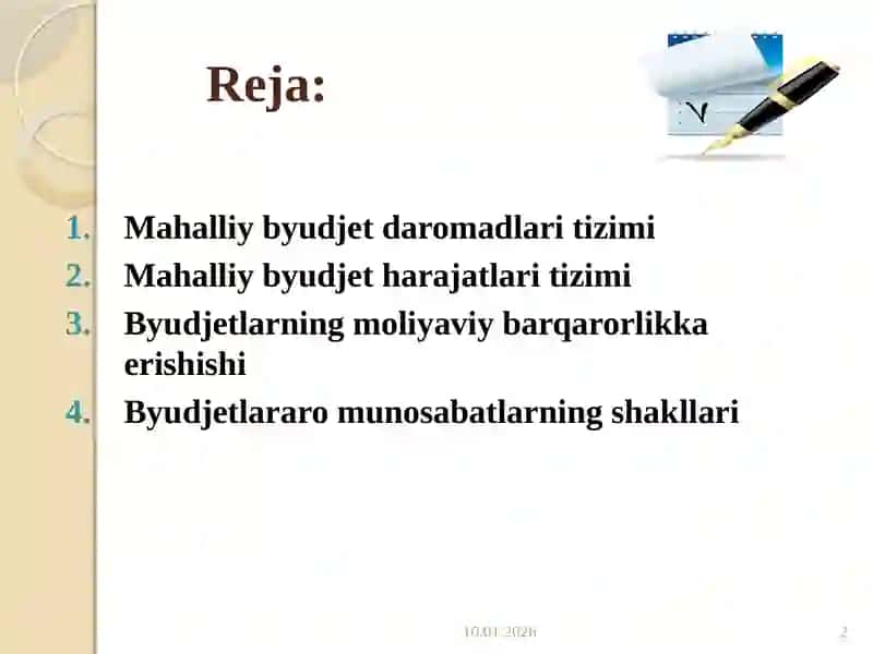 Mahalliy byudjetlardagi romadlar va xarajatlarini tartibga solish 2