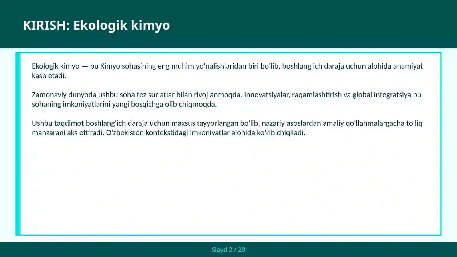 Ekologik kimyo 2