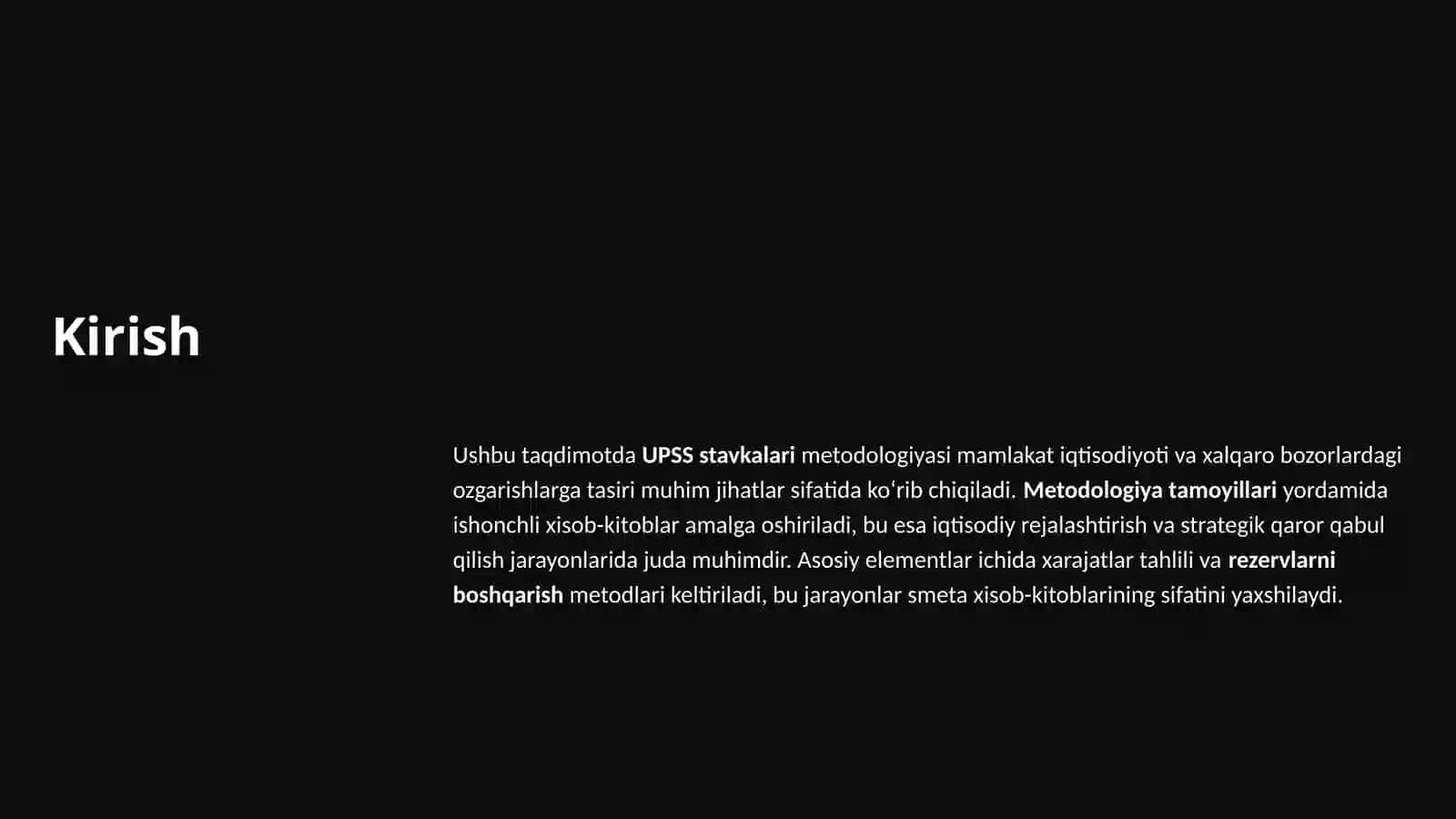 UPSS stavkalari bo‘yicha smeta xisob-kitoblarining metodologiyasi 2