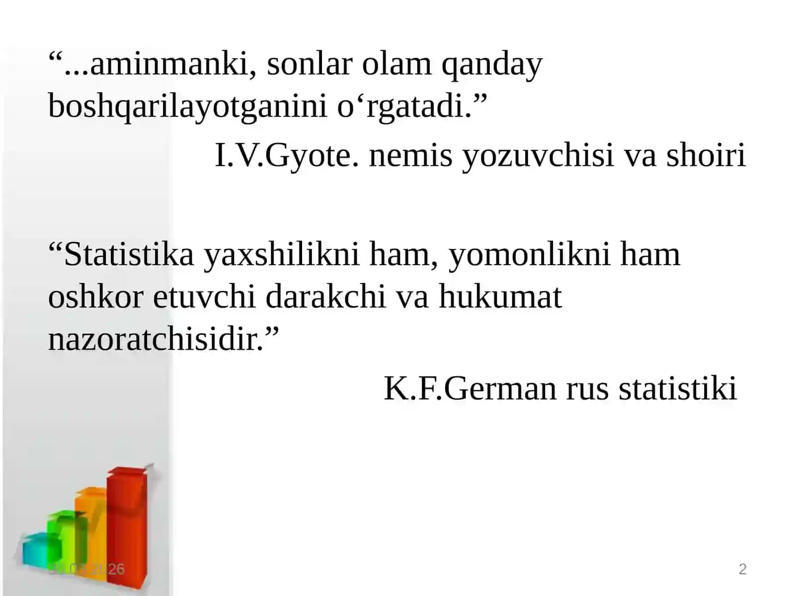 STATISTIK KO‘RSATKICHLAR 2
