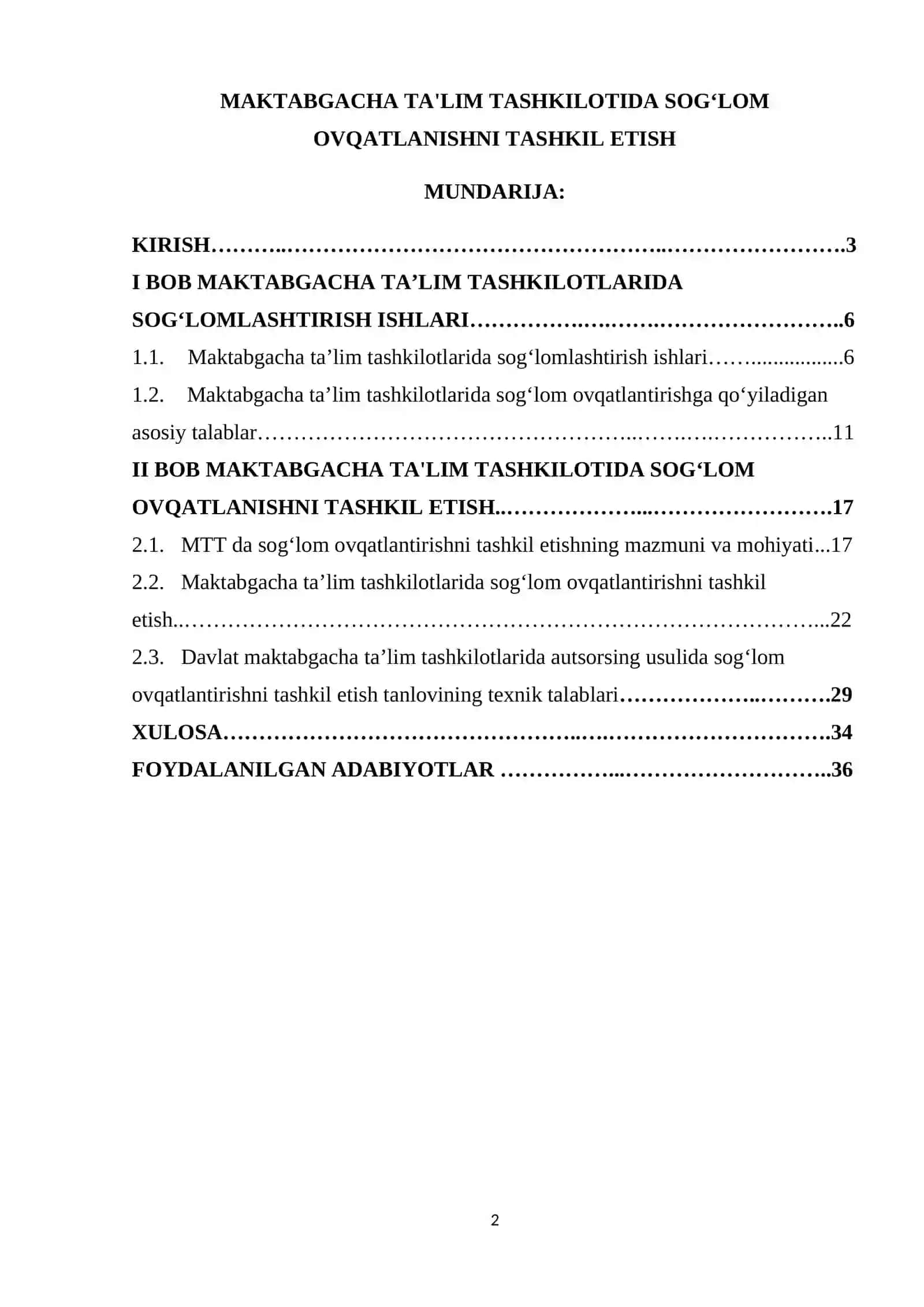 MAKTABGACHA TA'LIM TASHKILOTIDA SOG‘LOM OVQATLANISHNI TASHKIL ETISH 2