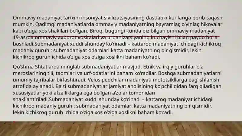 Ommaviy madaniyatning shakllanish tarixi va uning turlari 2