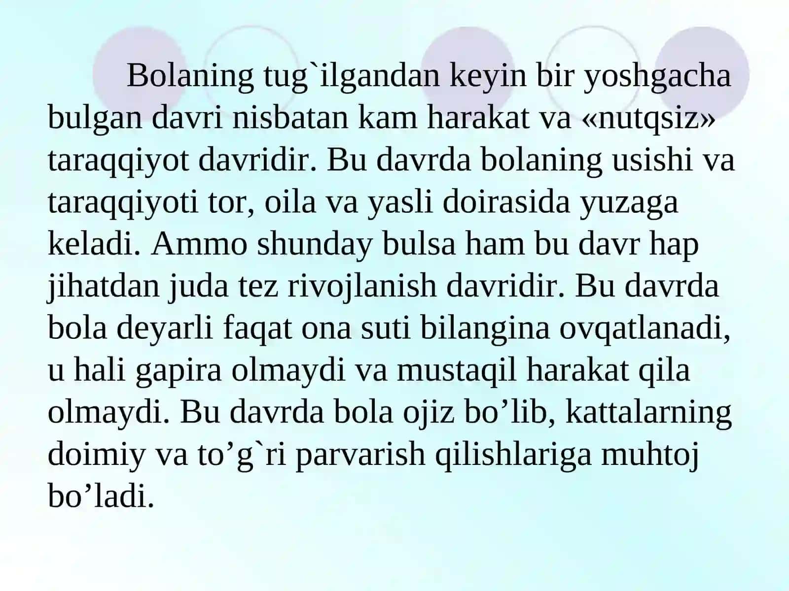Chaqaloqlik va go'daklik davriga oid psixologik xususiyatlar 2