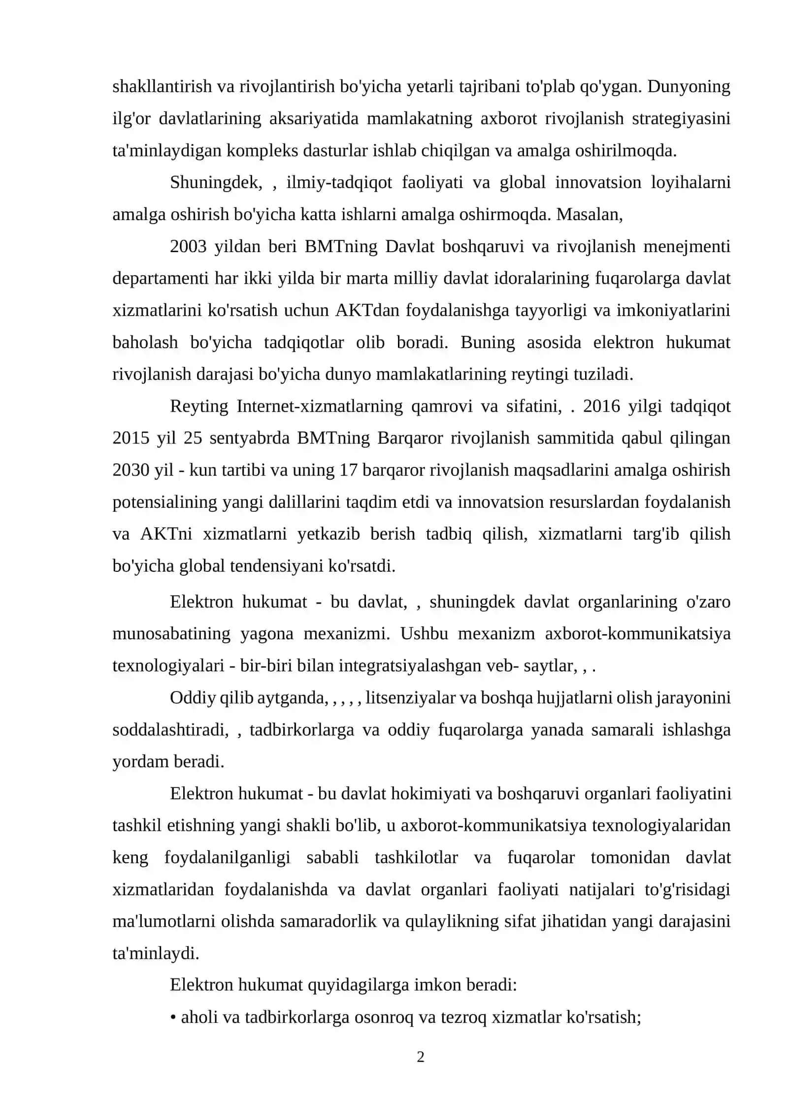 Elektron hukumat tizimining ishlash xususiyatlari 2