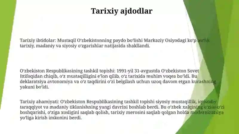 Mustaqil OʻZbekiston Respublikasining Tashkil Topishi Va Uning Tarixiy Ahamiyati 2