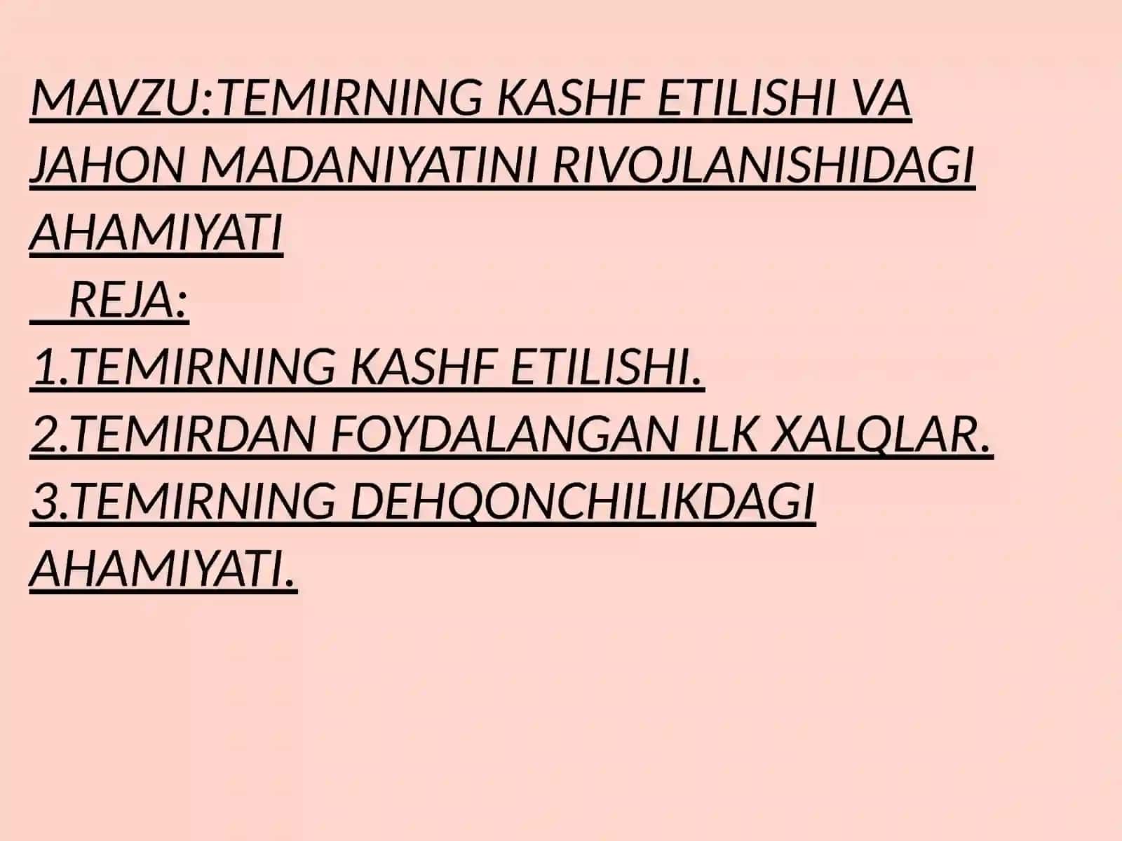 Abdumalikova Soniyaning arxeologiya fanidan tayyorlagan mustaqil ishi 2