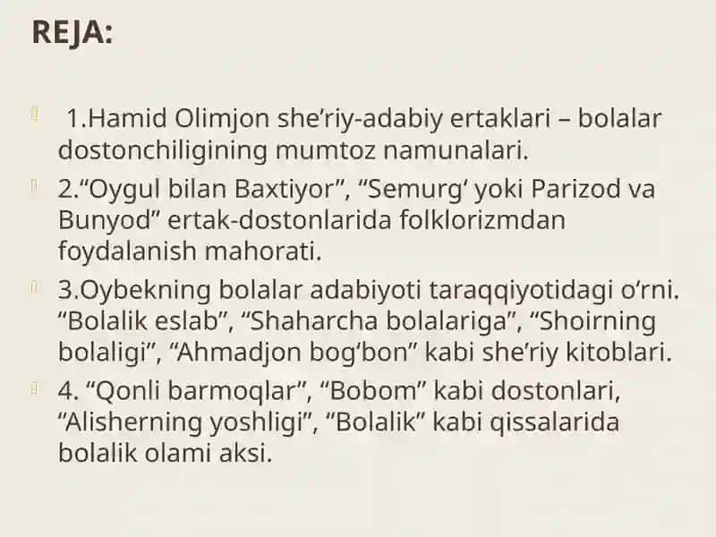 Hamid Olimjon Bolalarning Ertaknavis Shoiri. Oybeking Bolalik Olami 2