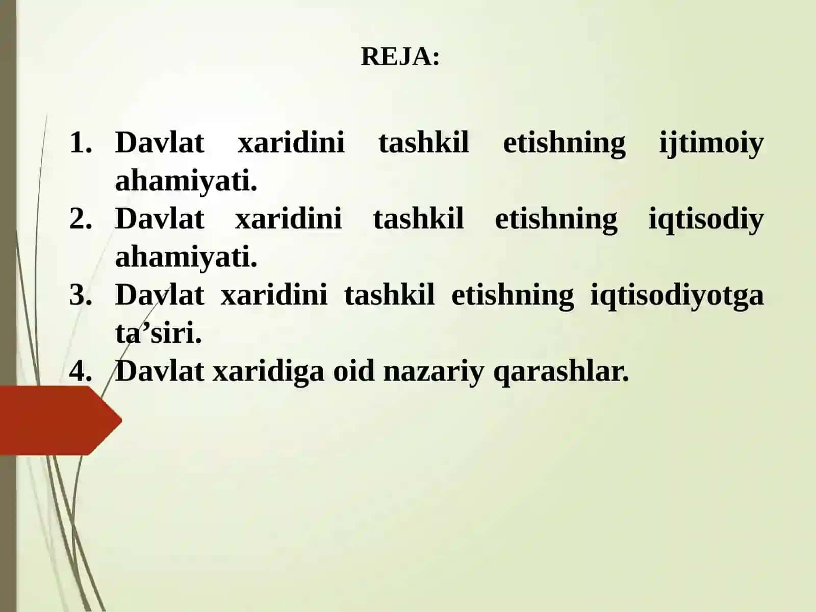 “DAVLAT XARIDINI TASHKIL ETISHNING IJTIMOIY-IQTISODIY AHAMIYATI VA UNI IQTISODIYOTGA TA’SIRI” 2