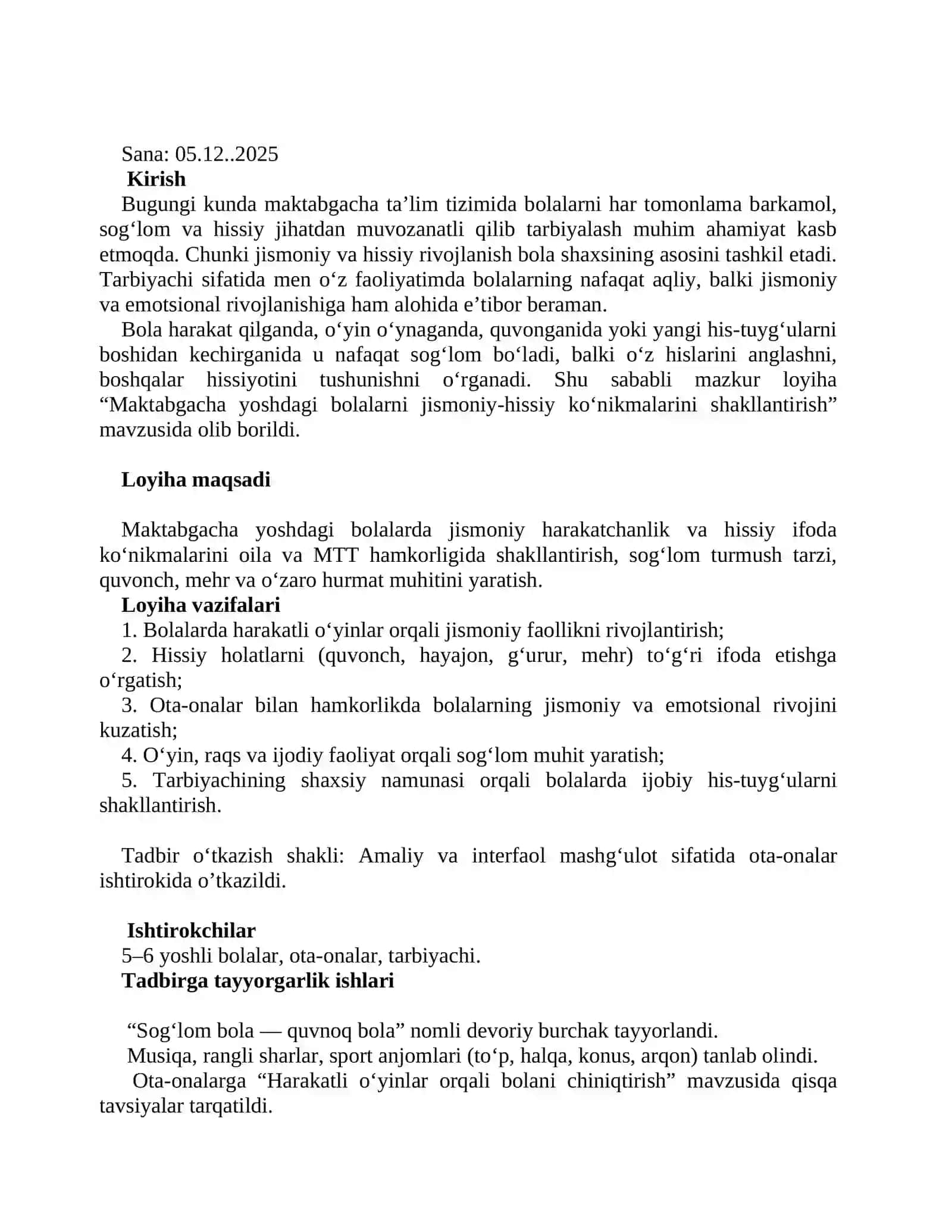 MAKTABGACHA TA’LIM YO`NALISHI 5-MMT 23 GURUH TALABASI BOQIYEVA DILSHODA 2