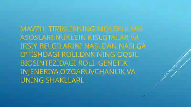 Tiriklikning molekulyar asoslari 2