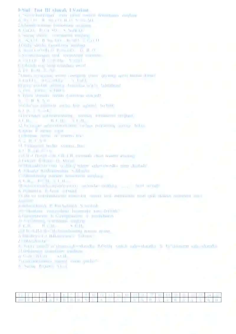 9-Sinf Test III chorak 2