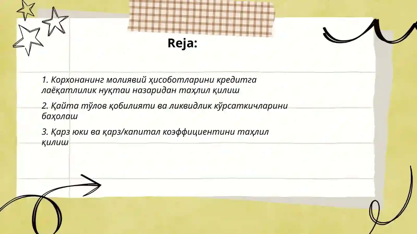 Корхоналарнинг кредитга лаёқатлилигини таҳлил қилиш 2
