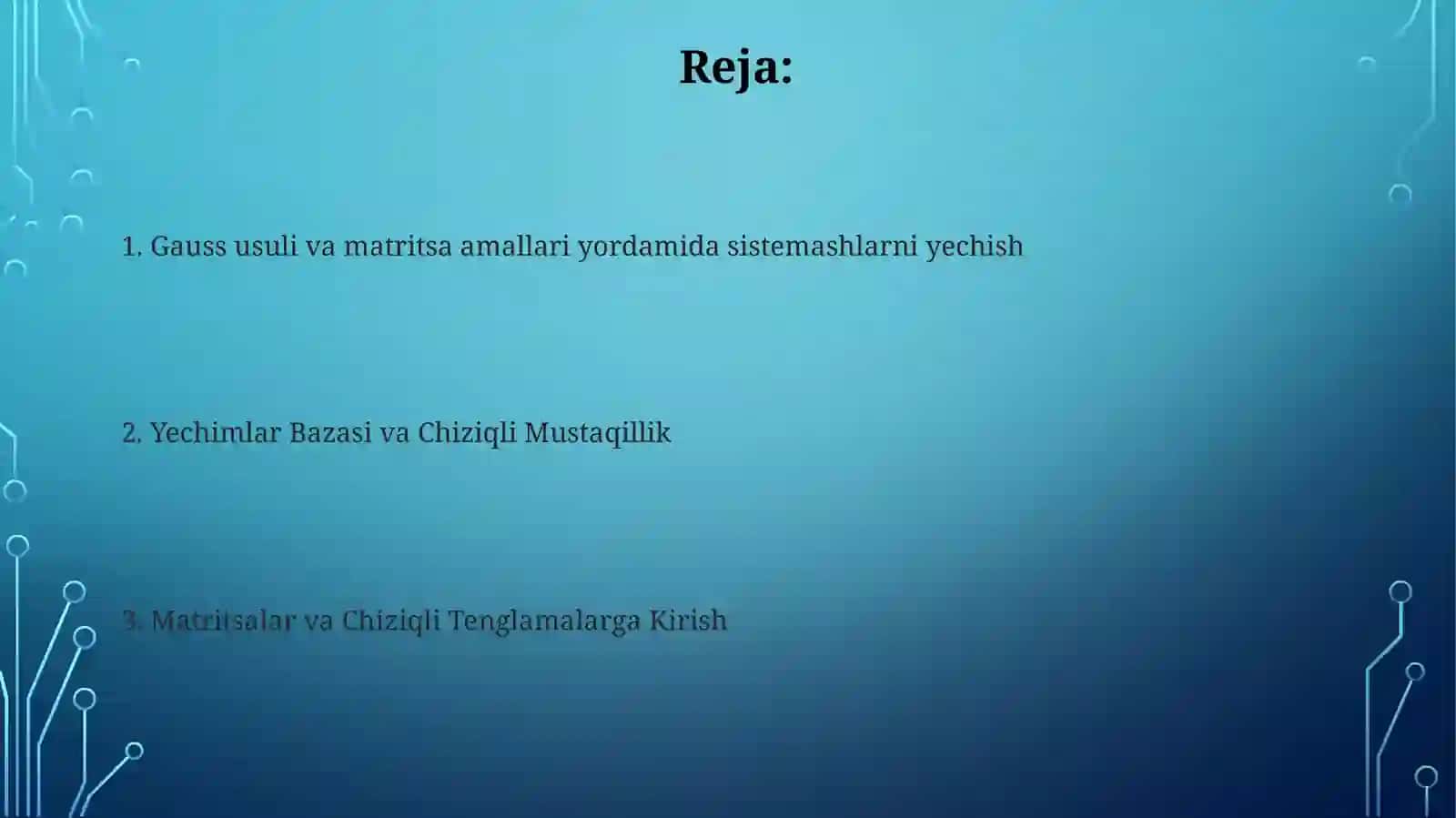 Chiziqlitenglamalarsistemasinimatritsalarusulidayechish 2