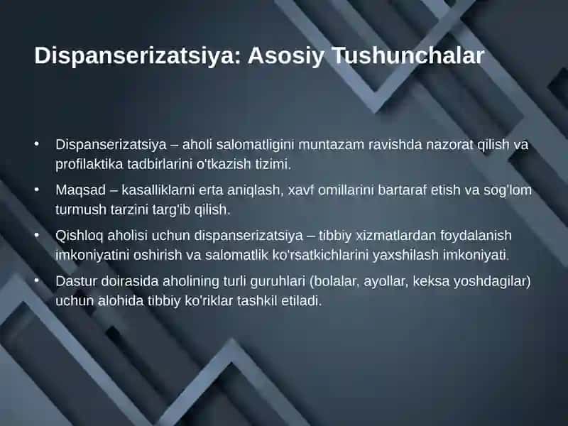 Qishloq Aholisini Sog'lomlashtirish: Dispanserizatsiya Dasturi 2