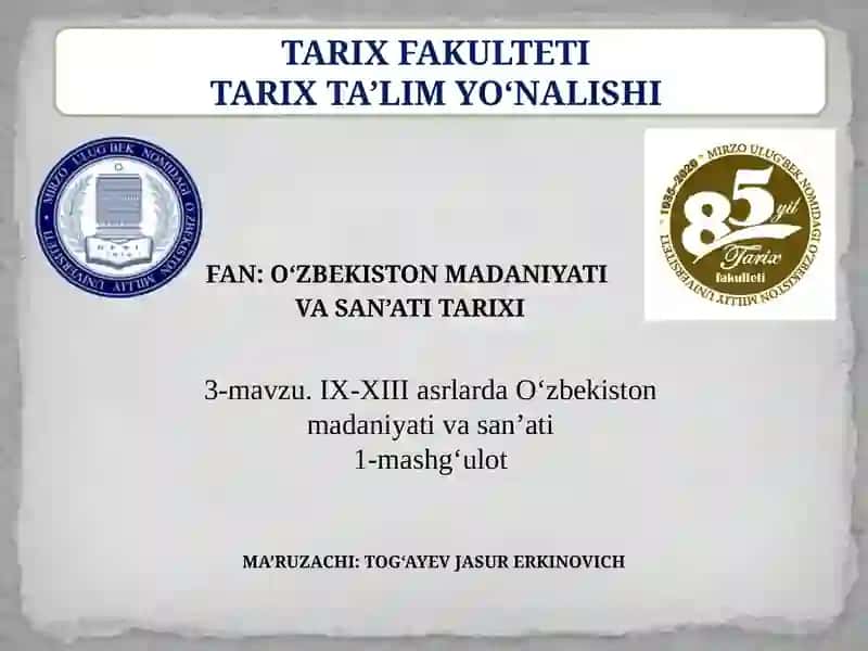 TARIX TA’LIM YO‘NALISHI 2