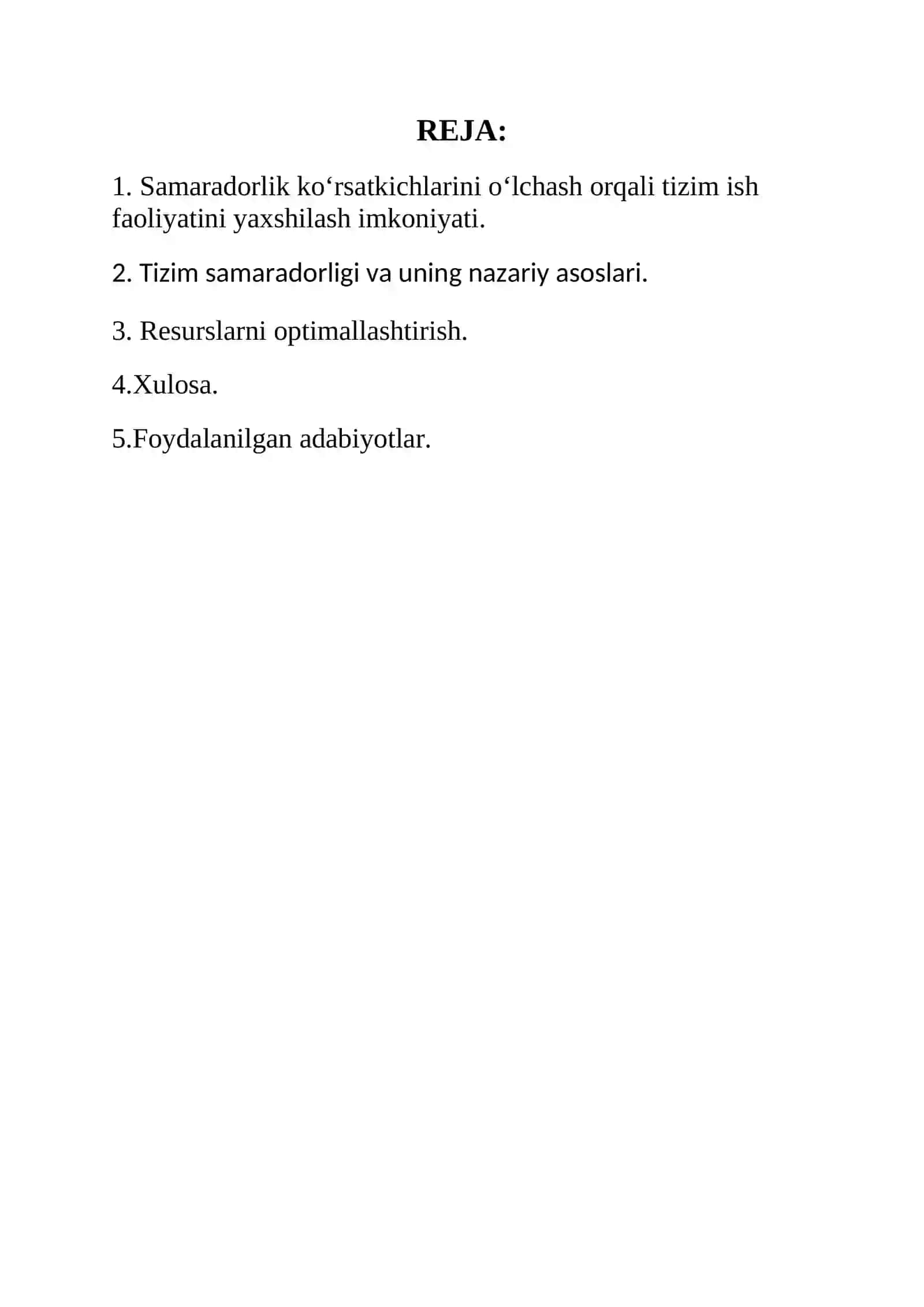 Xizmat ko‘rsatish tizimlarining samaradorlik ko‘rsatkichlari 2