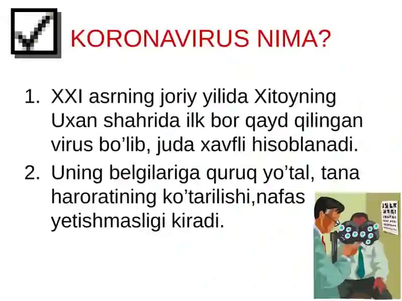 Koronavirus Haqidama’lumot 2