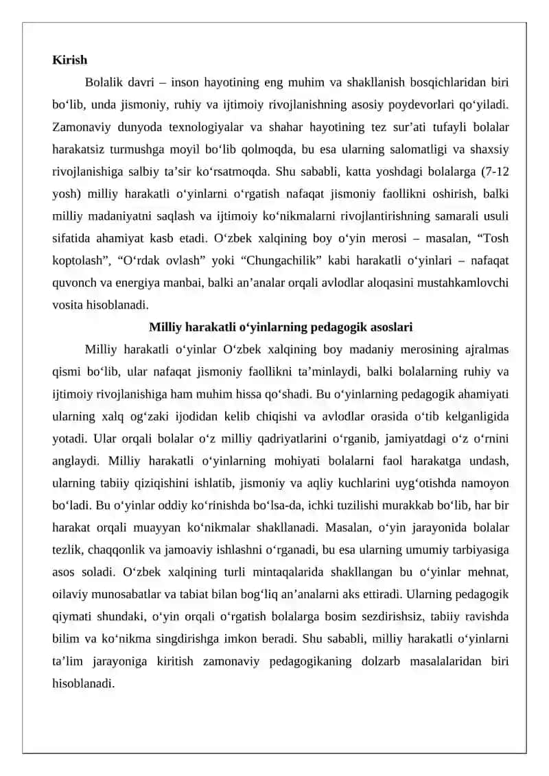 Milliy harakatli o‘yinlarni o‘rgatish 2