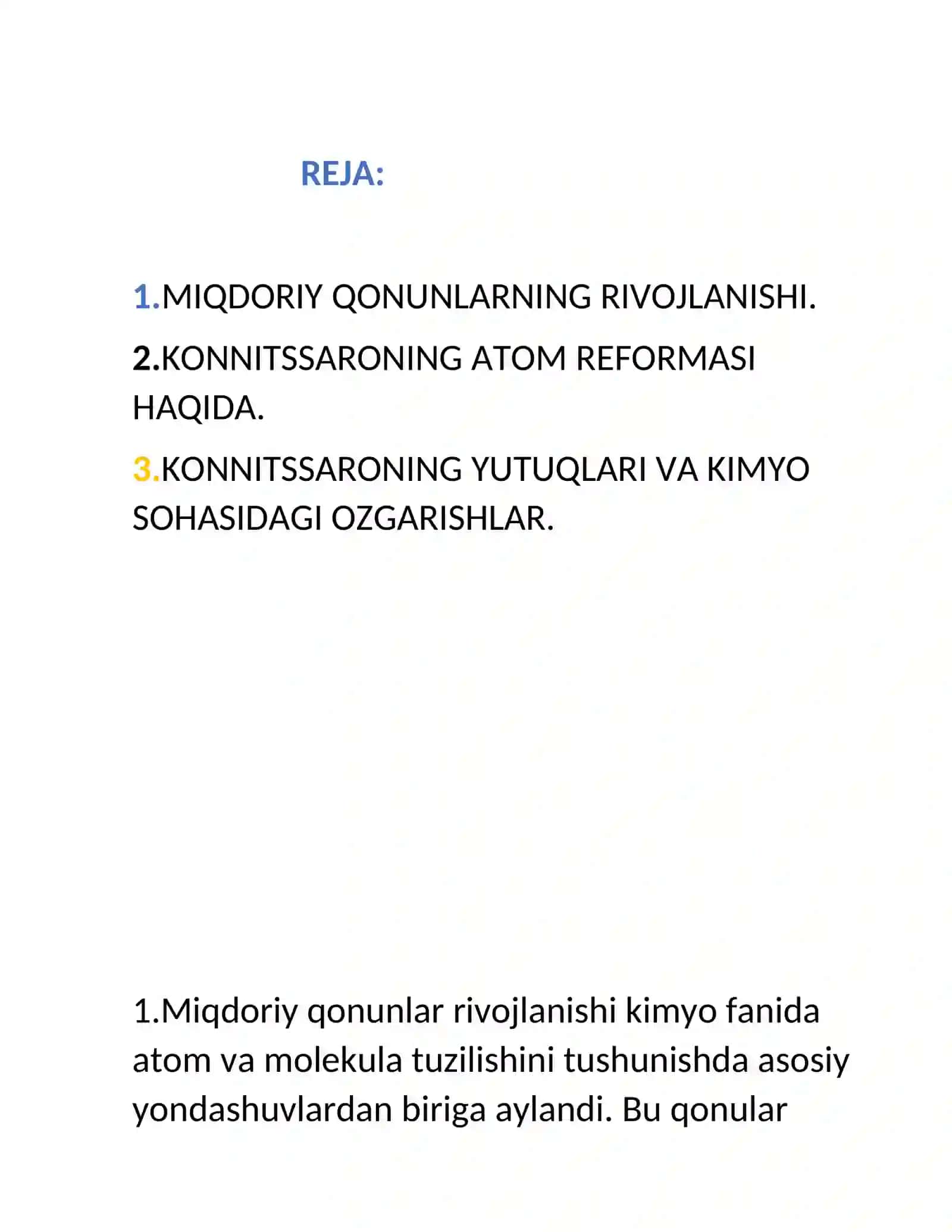 MIQDORIY QONUNLAR DAVRI.KANNITSSARONING ATOM REFORMASI 2