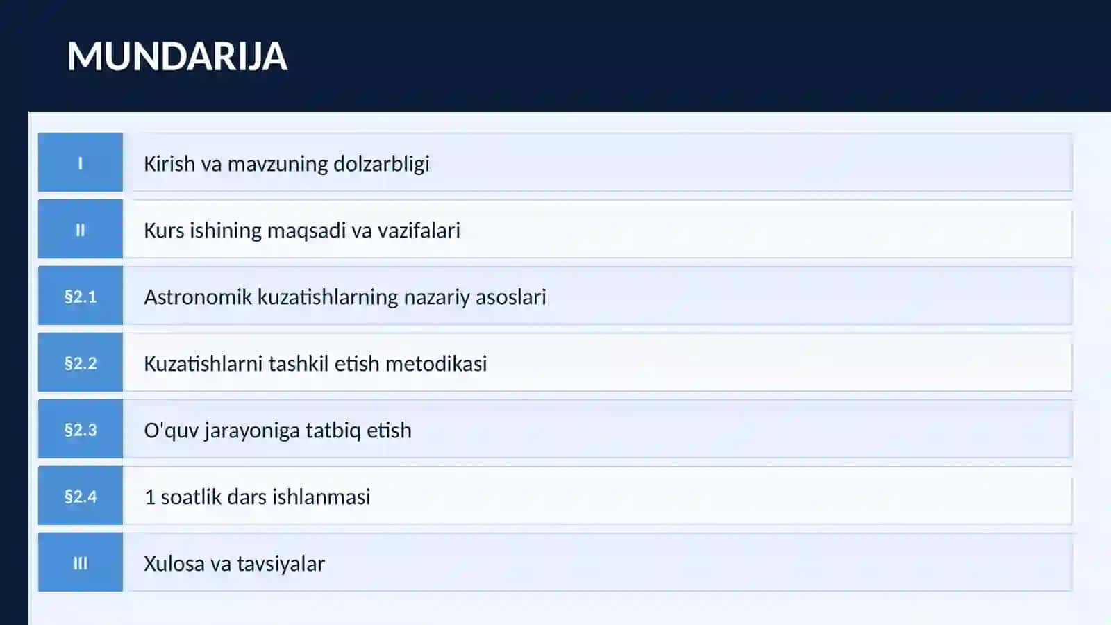 ASTRONOMIK KUZATISHLARNI TASHKIL ETISH VA O'QUV JARAYONIGA TATBIQ ETISH 2