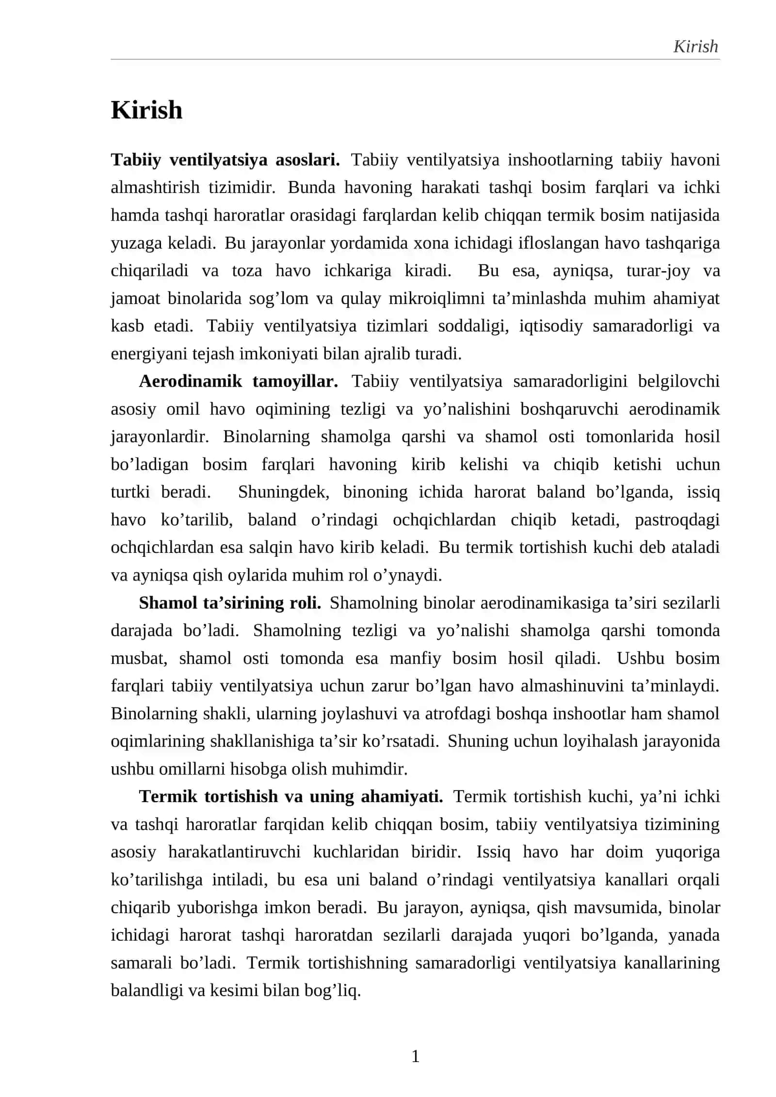 Tabiiy ventilyatsiya aerodinamikasi 2