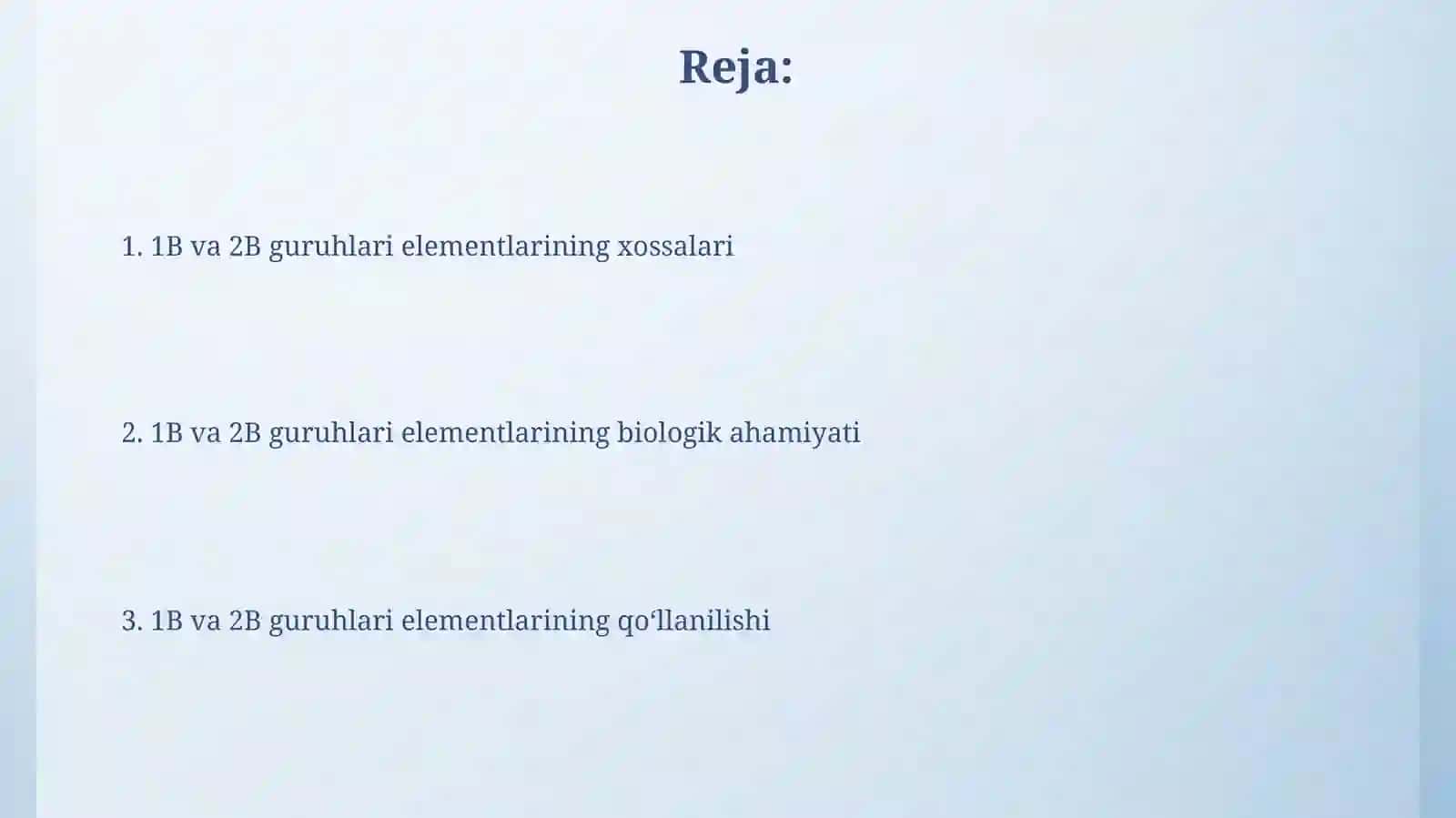 Davriy sistema 1-b va 2-b guruh elementlari 2