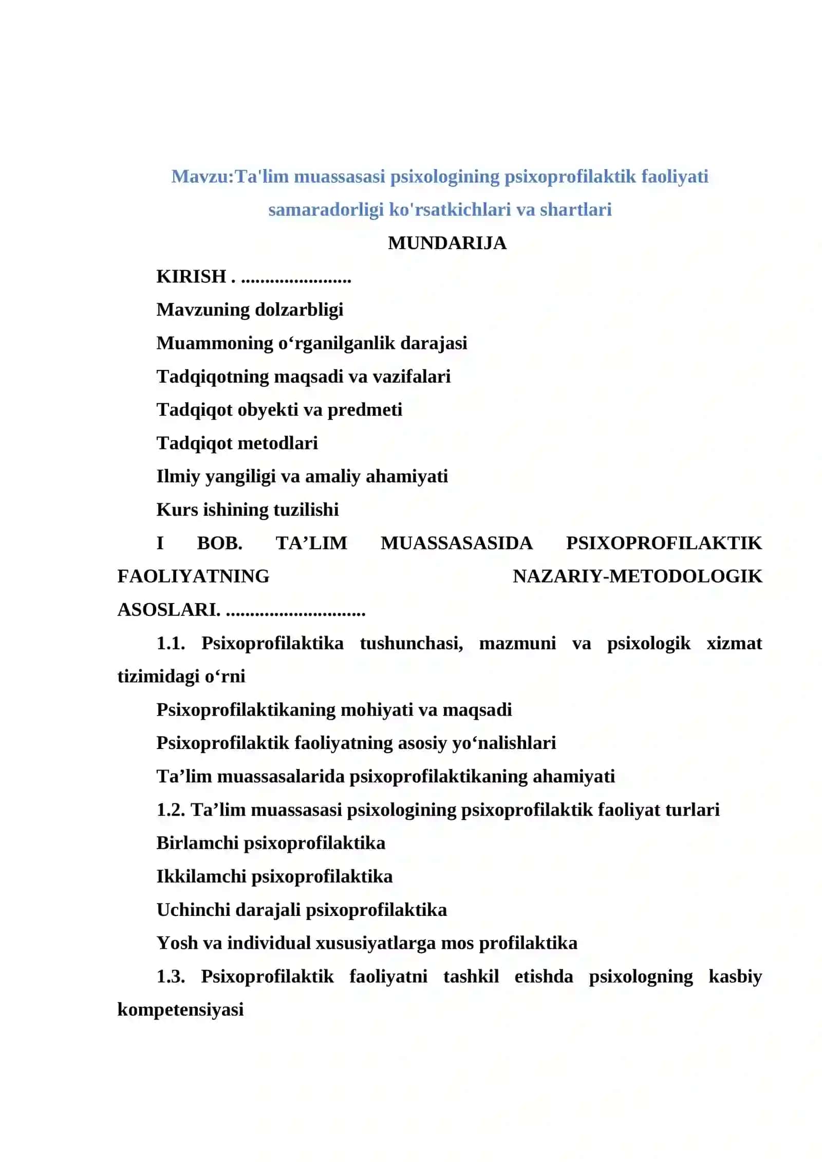 Ta'lim muassasi psixologining psixoprofilaktik faoliyati samaradorligi ko'rsatkichlari va shartlari 2