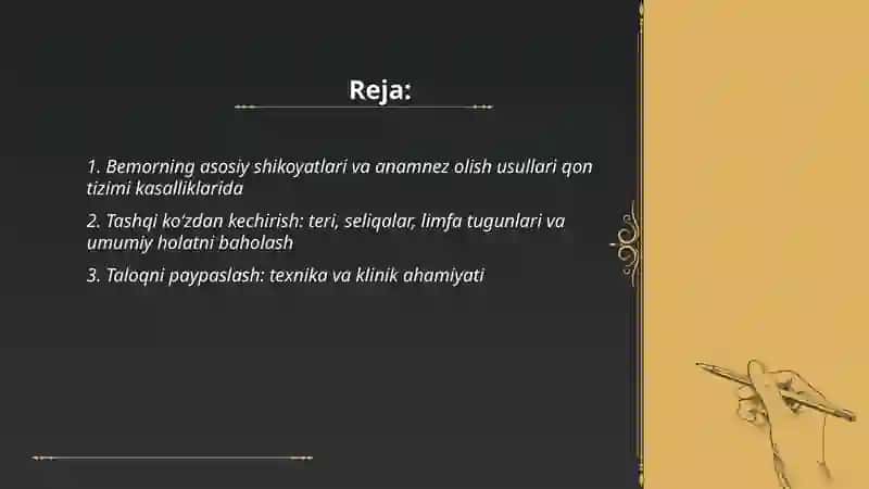 Qon Tizimi Kasalliklari Bilan Bog'liq Bemorlarni Tekshirish Usullari 2