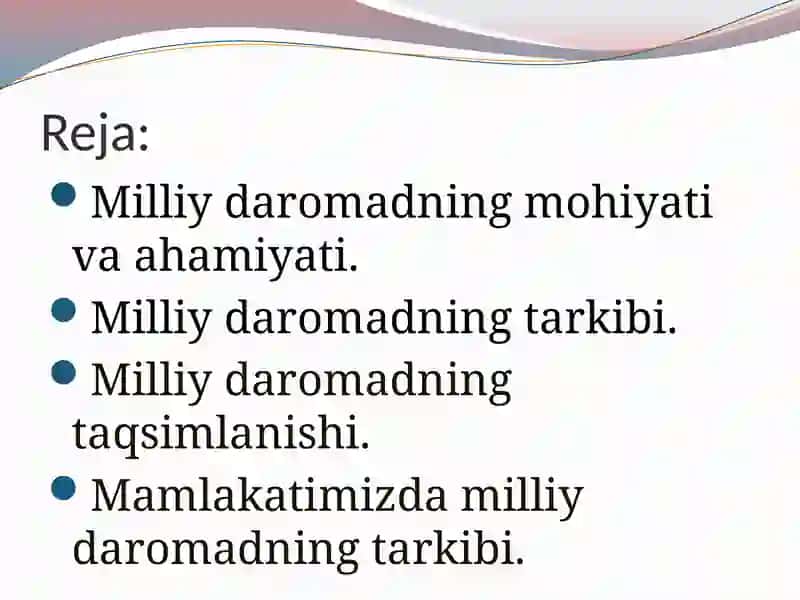 Milliy daromad va milliy hisoblar tizimidagi boshqa daromad ko‘rsatkichlari 2