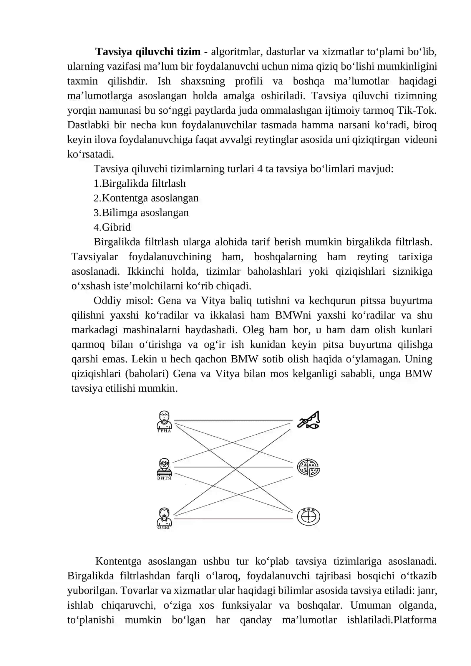 Tavsiya qiluvchi tizimlar ishlab chiqish usullari 2