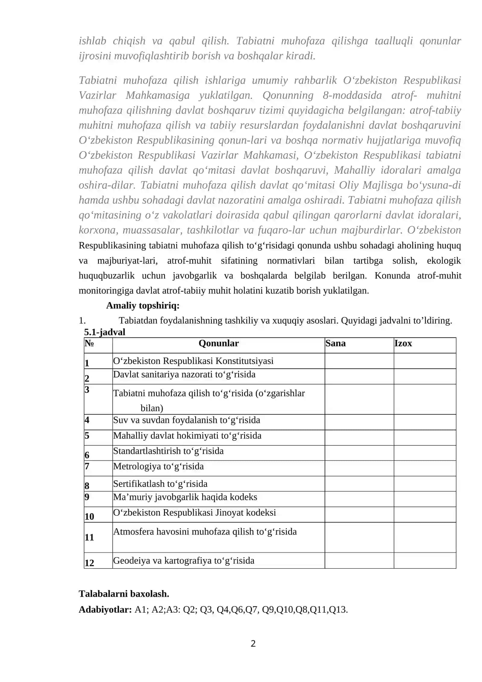 O’zbekistonda tabiiy rkesurislardan oqilona foydalanishning xuquqiy masalalari 2