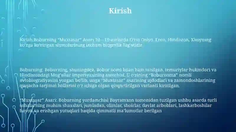 Boburning "Muxtasar" Asari 2