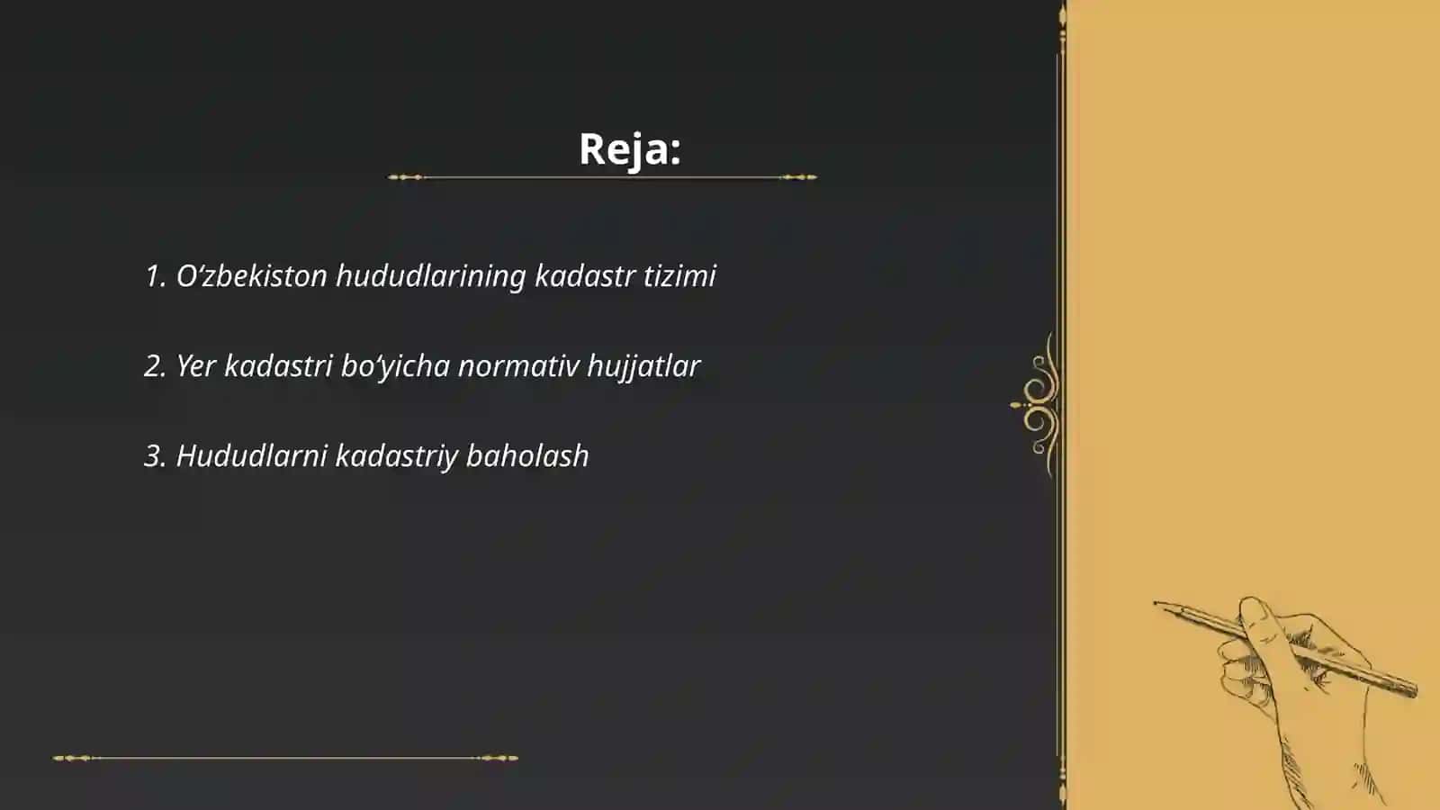 Oʻzbekiston respublikasi hududlarini kadastr boʻyicha boʻlish tarkibi va prinsiplari 2