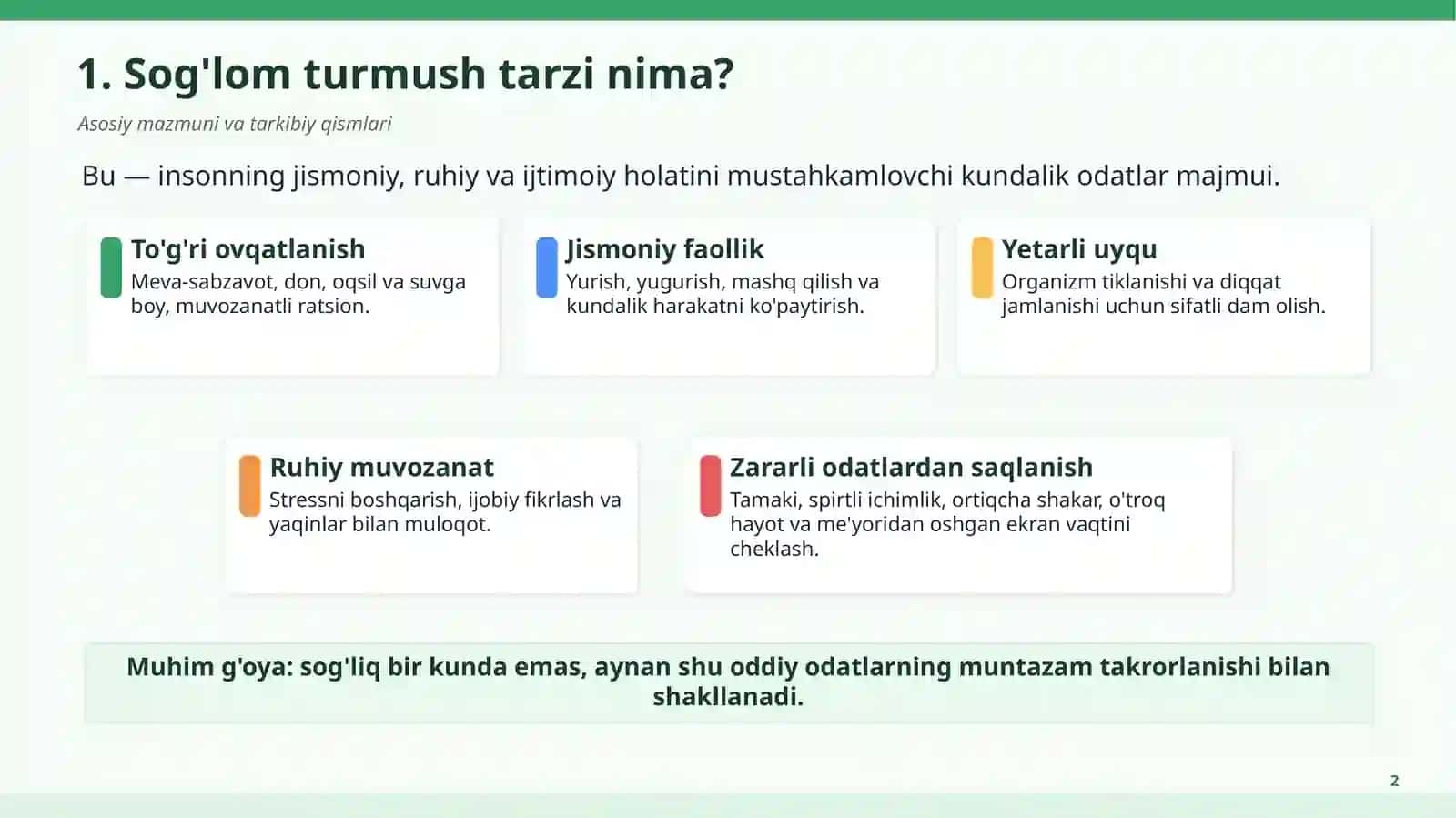Turmush tarzi, Sog'lom hayot 2