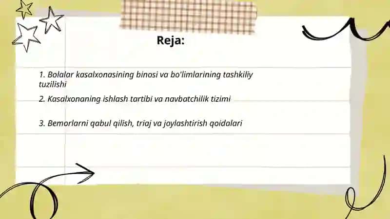 Bolalar kasalxonasining tuzilishi 2