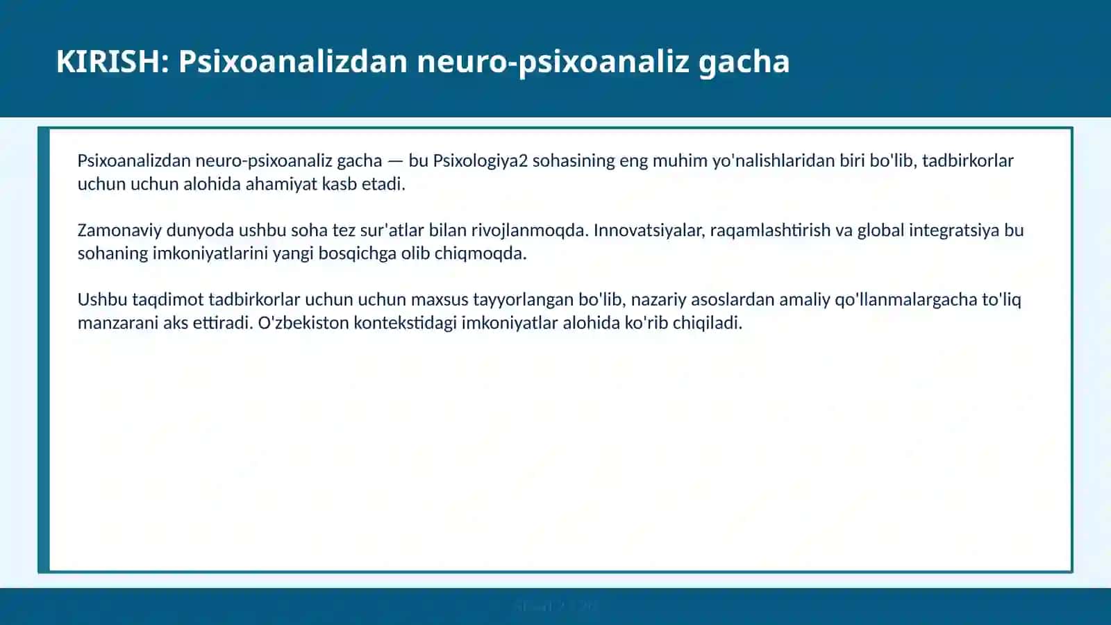 Psixoanalizdan neuro-psixoanaliz gacha 2